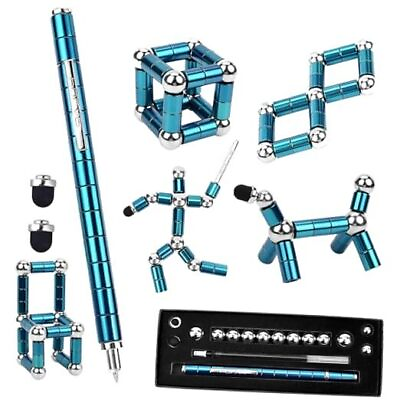 #ad Fidget Pen Cool Toys Pen Decompression Magnetic Metal Pen Desk Toys Blue $22.38