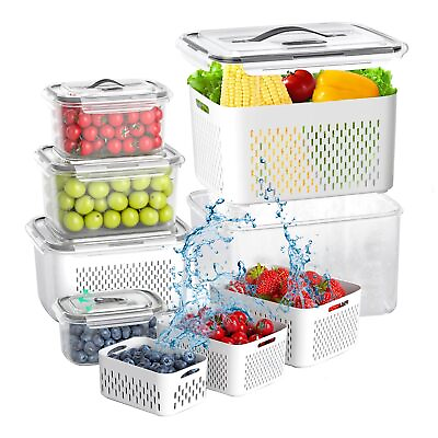 #ad 10 PCS Fruit Storage Containers For Fridge Produce Vegetable Saver Container... $43.62