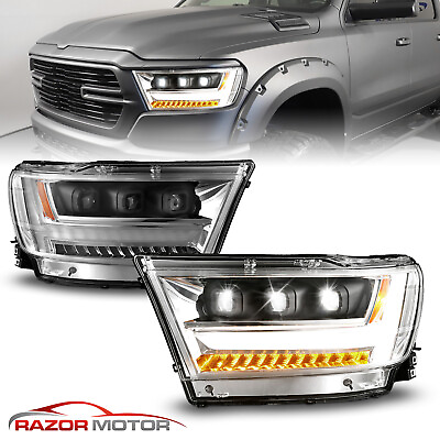 #ad 2019 2023 For Dodge Ram 1500 Full LED Sequential Signal Chrome Headlights Pairs $280.95