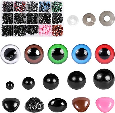 #ad 560Pcs Safety Eyes and Noses with Washers Colorful Plastic Doll Eyes Plush Toys $11.05