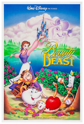 #ad Beauty and the Beast 1991 Disney Movie Poster US Release #1 $10.99