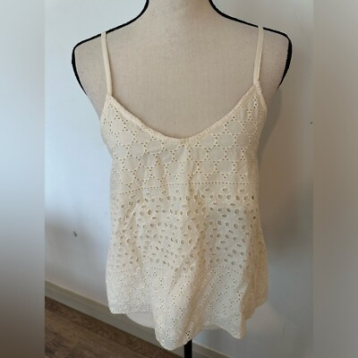 #ad Hollister cotton crop camisole bohemian cream white eyelet lace pattern SZ S NWT C $35.00
