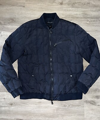 #ad John Varvatos Black Quilted Nylon Winter Fall Coat Zip Up Jacket Size Medium $85.00