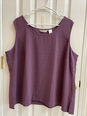 #ad Draper’samp;Damon’s solid purple sleeveless blouse sz2X side slits $9.00