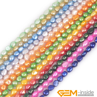 #ad 8 9mm Freeform Pearl Gemstone Loose Beads For Jewelry Making 15quot; Assorted Colors $7.35