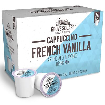 #ad Grove Square Cappuccino Pods French Vanilla Single Serve 24 Count Pack o... $18.15