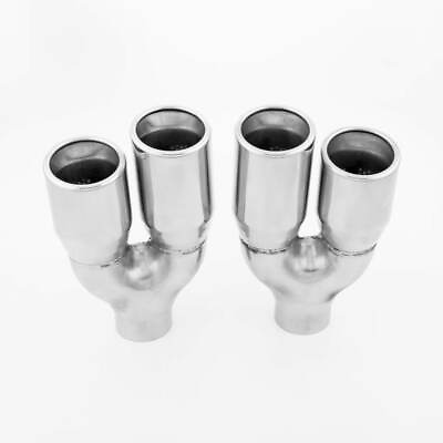 #ad Pair Dual Slant Staggered 3 inch Out Exhaust Tips 2.25quot; Inlet Resonated Round $163.97