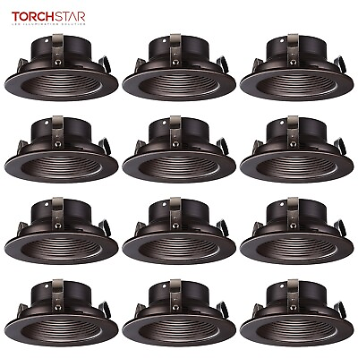 #ad 12 Pack 4quot; Recessed Can Light Trim with Oil Rubbed Bronze Step Baffle $61.99