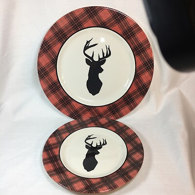 #ad Royal Stafford Red Tartan Deer Plates Set of 2 $24.00