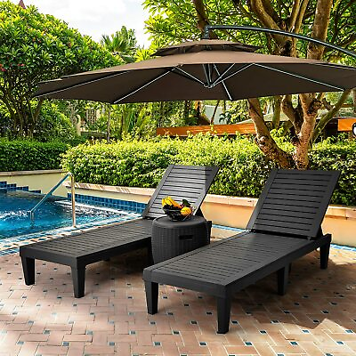 #ad 2PC Patio Reclining Chaise Lounge Chair Outdoor Pool Lawn Beach Loungers $135.81