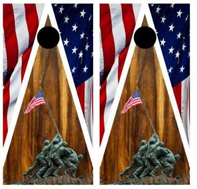 #ad Patriotic U.S. Marines Cornhole Wood Board Skin Wraps FREE LAMINAT $186.99