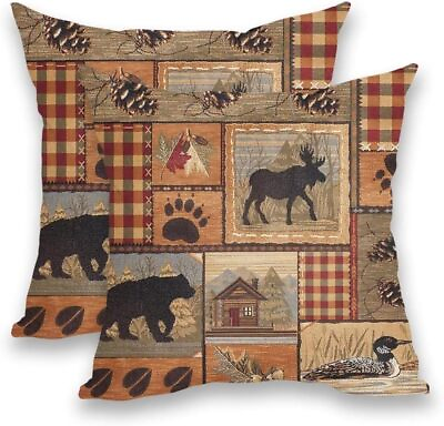 #ad Western Pillows Cover 20X20 Inch Pack of 2 Rustic Wildlife 20#x27;#x27;x20#x27;#x27; Bear $30.64