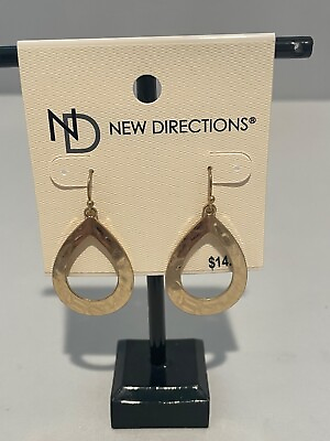 #ad New Gold Teardrop Dangle Earrings by New Directions New With Tags $8.49