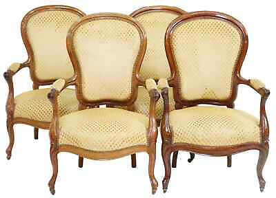 #ad Antique Arm Chairs Fauteuils French Louis Phillipe Period Walnut 4 1800s $1974.56