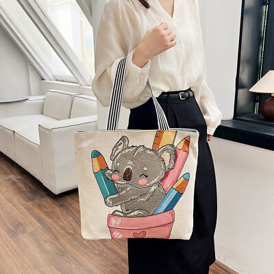 #ad Printed Canvas Shoulder BagHandmade Canvas Bag for Women GirlsCute Cartoon Bag $15.00