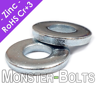 #ad M6 6mm Thick Flat Washer Zinc Plated DIN 7349 Low Carbon Steel RoHS $9.39