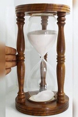 #ad 60 Minutes Sand Timer Hourglass Wooden 60 Mints Duration Timer Best for Gift $73.33