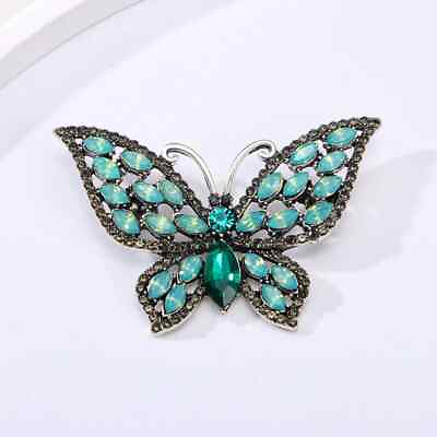 #ad Retro New Crystal Butterfly Brooch Animal Insect Ladies Pin Coat Accessories $6.28