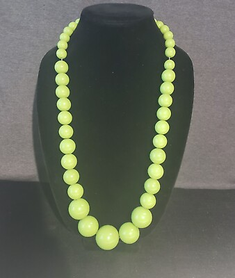 #ad Graduated Beaded Necklace Green Bohemian Modernist Mid Century Costume 30quot; $9.97