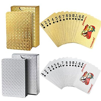 #ad 2 Decks of Playing Cards 24K Foil Waterproof Playing Cards amp; Flexible Poker ... $15.05