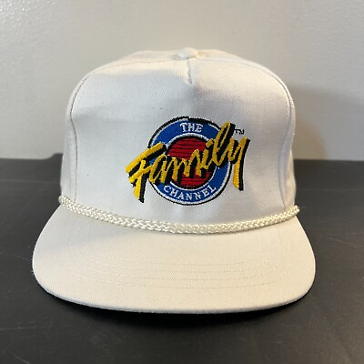 #ad Vintage The Family Channel Trucker Hat Cap White Rope Adjustable Retro 90s $18.95