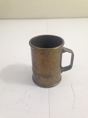 #ad vtg brass measuring beaker cup mug tankard two sided for different measures $27.99