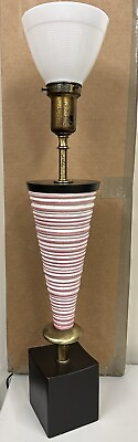 #ad Rare Mid Century Modern Rembrandt Coiled Pottery Brass Torchiere Lamp Eames Era $350.00