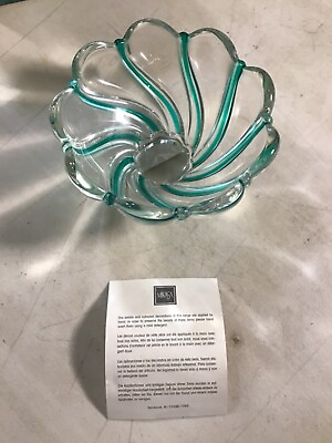 #ad Small Mikasa Peppermint Swirl Green Clear Glass Bowl 5.5quot; Wide x 3quot; Tall in Box $15.00