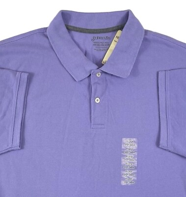 #ad NWT ST JOHNS BAY Heritage Pique Polo Mens XL Lilac Short Sleeve 2 Button Shirt $16.99