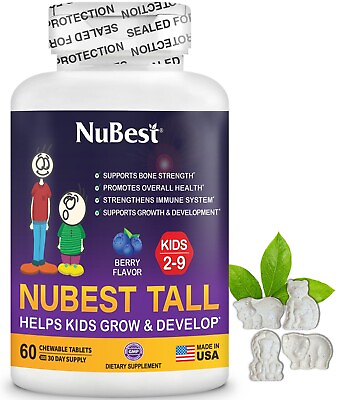 #ad NuBest Tall Kids 60 Chewable Tablets Helps Kids Healthy Growth for Age 2 9 $39.00