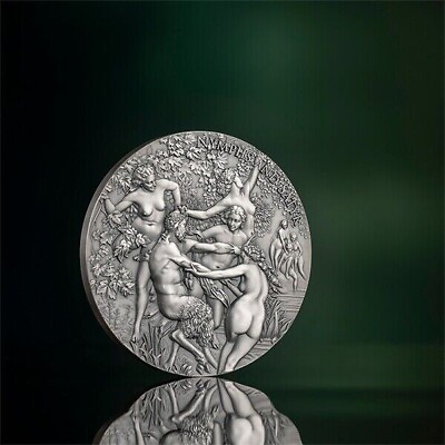 #ad 2023 Cameroon Nymphs and Satyr Celestial Beauty 5 oz Antique finish Silver Coin $624.68