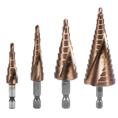 #ad Step Drill Bit Cobalt M35 Spiral Cone Size 4 20mm Triangle Anti slip shank VAT $10.81