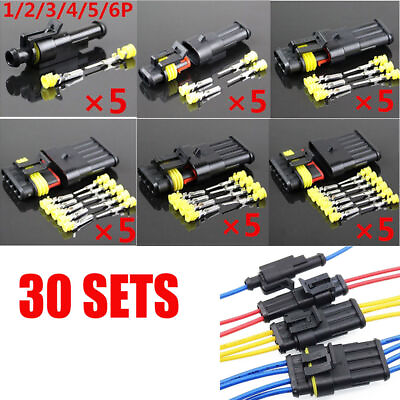 #ad 2 3 4 5 6 Pin Way Sealed Waterproof Electrical Wire Connector Plug Car Auto Kit $17.03