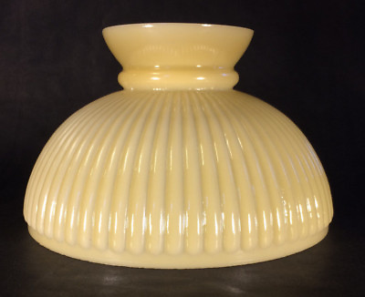 #ad New 10quot; Opal Glass Buff Nu Gold Tint Ribbed Student Lamp Shade USA Made #SH140 $127.14