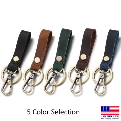 #ad Men#x27;s Women#x27;s Style Genuine Leather Loop Keychain Car Key Clip Ring Accessories $6.99