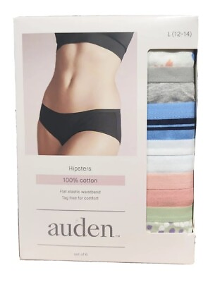 #ad Womens Auden Hipster Panties Large 6 Pack Cotton Ladies 12 14 Spring Colors $3.25