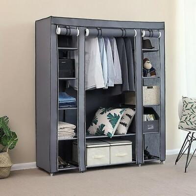 #ad New Design Portable Closet Wardrobe Clothes Rack Storage Organizer Shelf Durable $26.99