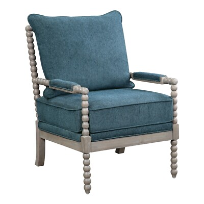 #ad Abbot Chair in Azure Blue Fabric with Brushed Gray Base $328.99
