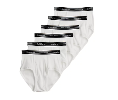 #ad Men#x27;s Croft amp; Barrow 6 pack Solid Full Cut Briefs 100% Cotton Underwear White $25.00