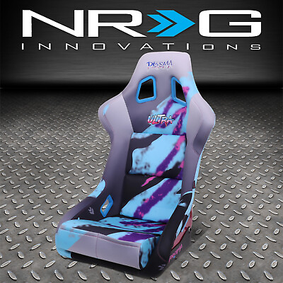 #ad NRG Innovations ULTRA Prisma Retro Print FRP Fixed Back Bucket Racing Seat Large $450.00