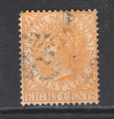 #ad M14985 Malaysia Straits Settlements 1867 SG14 8c orange yellow. GBP 10.00