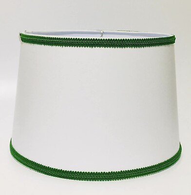#ad Handmade Lampshade Drum White amp; Green Home Decor Modern Contemporary Made in USA $130.00