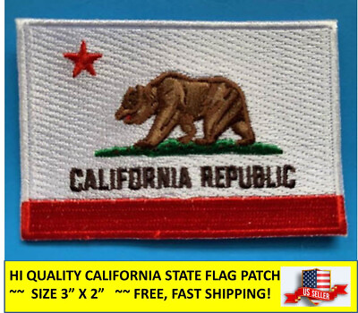 #ad CALIFORNIA STATE FLAG EMBROIDERED PATCH IRON ON OR SEW ON HI QLTY 3 x 2” $2.95