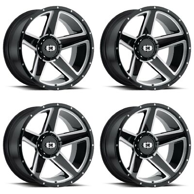 #ad Set 4 20quot; Vision 390 Empire Black Milled Wheels 20x11.5 8x180 44mm Lifted Truck $883.00