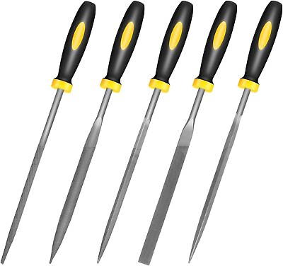 #ad #ad Small Hand Metal File Set 6.3in 5pcs Strength Alloy Steel Small Gray $12.81