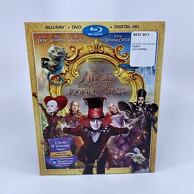 #ad Alice Through the Looking Glass Blu ray amp; DVD 2016 Disney W Slipcover New Sealed $12.95