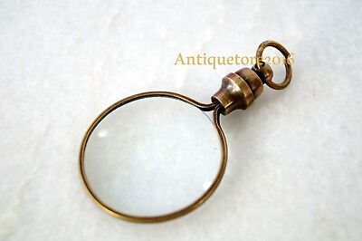 #ad VINTAGE ANTIQUE TONE ON BRASS HIGH QUALITY GLASS HAND HELD MINI MAGNIFYING GLASS $10.80