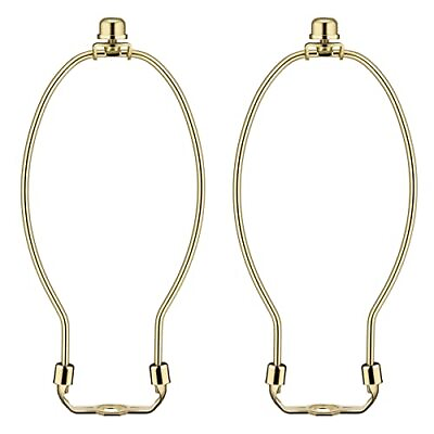 #ad 9 Inch 2 Set Brass Lamp Harp Holder with Lamp Finials and Standard Saddle Bas $9.45