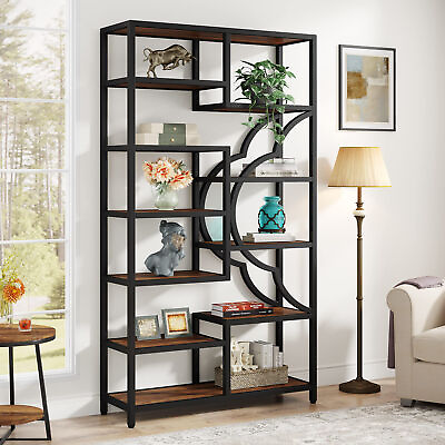 #ad Rustic Bookcase Etagere Bookshelf 11 Shelf Open Storage Shelves Display Rack $170.15