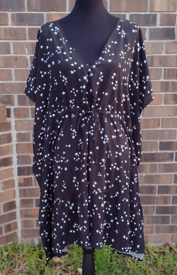 #ad Revolve Maaji Kaftan Dress Women Large Black Starts Swimwear Cover up Tunic new $60.88